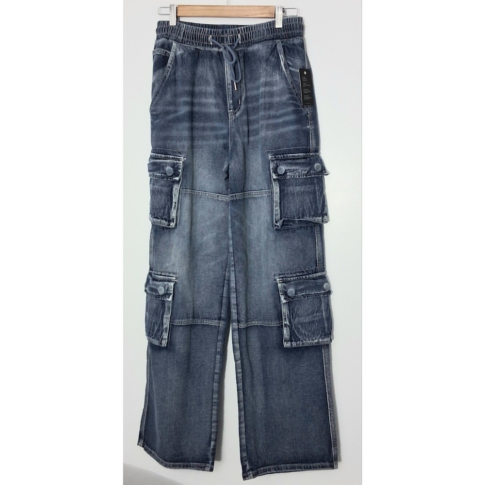Forever 21 Jeans Women's Size Small Blue Cargo Pockets Pullon Drawstring NEW